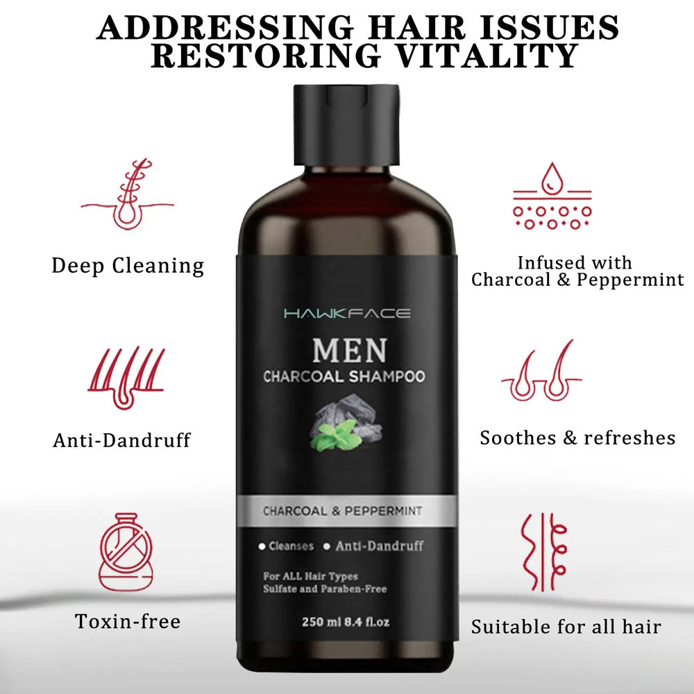 Men's Charcoal & Peppermint Men Shampoo - Anti Dandruff and Itch Relief